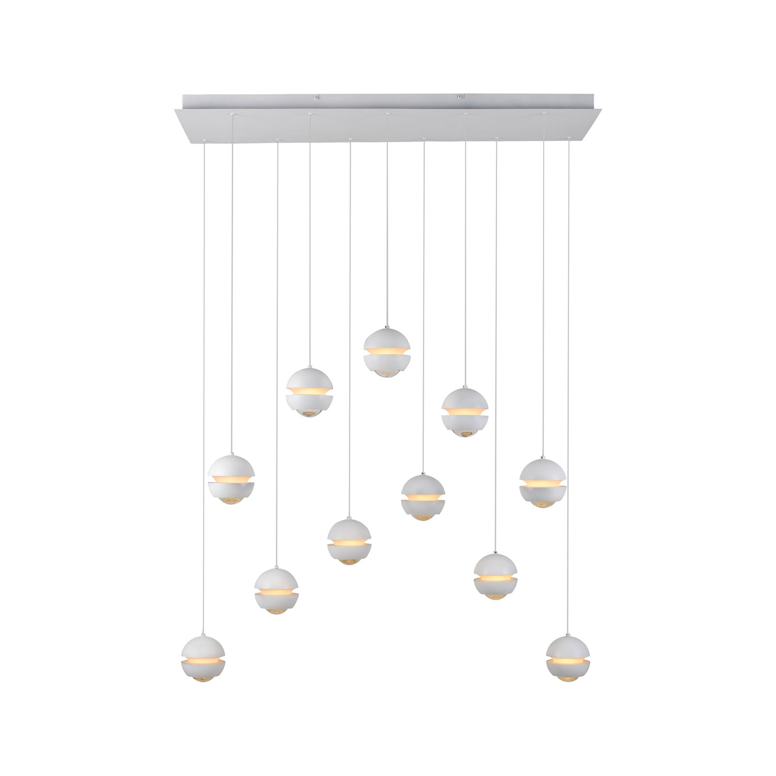 LED pendellampe Lini 11-lys dimbar hvit 114 cm montert i rom