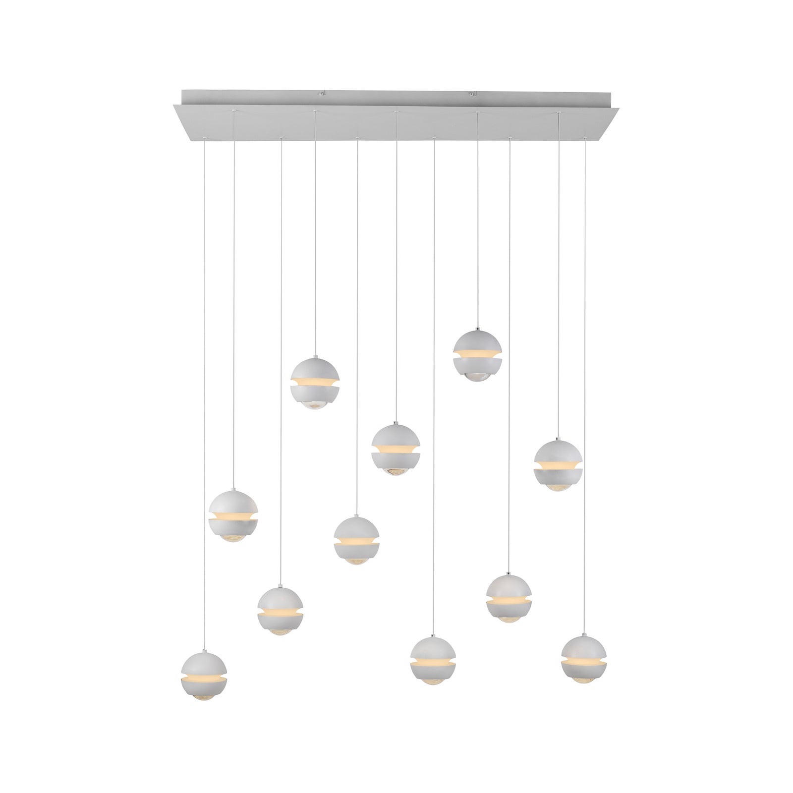LED pendellampe Lini 11-lys dimbar hvit 114 cm nærbilde av pendel
