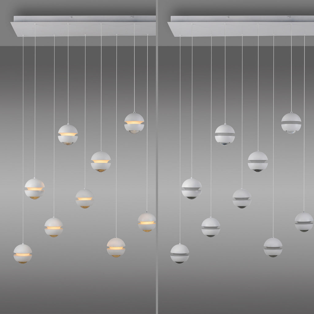 LED pendellampe Lini 11-lys dimbar hvit 114 cm justerbar høyde