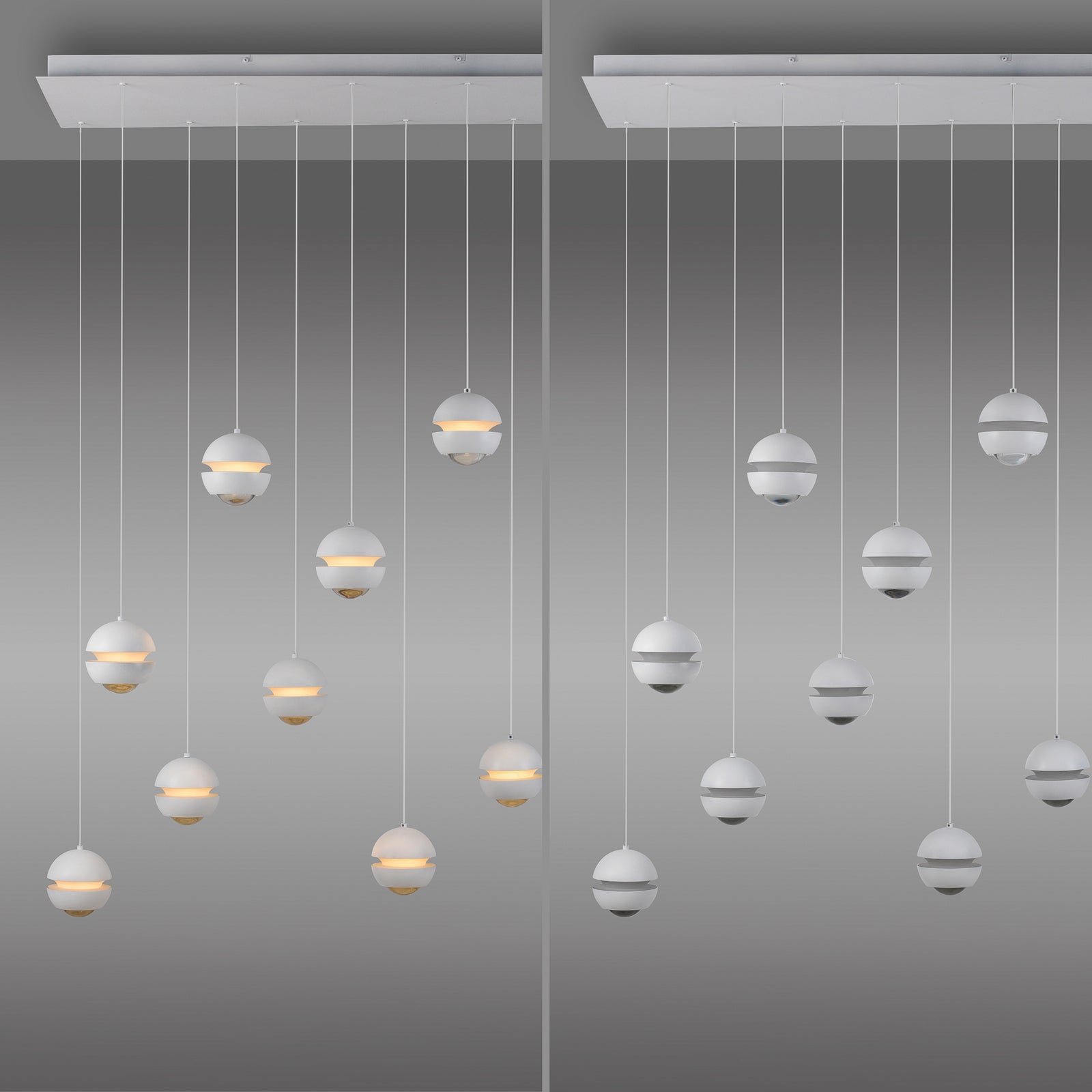 LED pendellampe Lini 11-lys dimbar hvit 114 cm justerbar høyde
