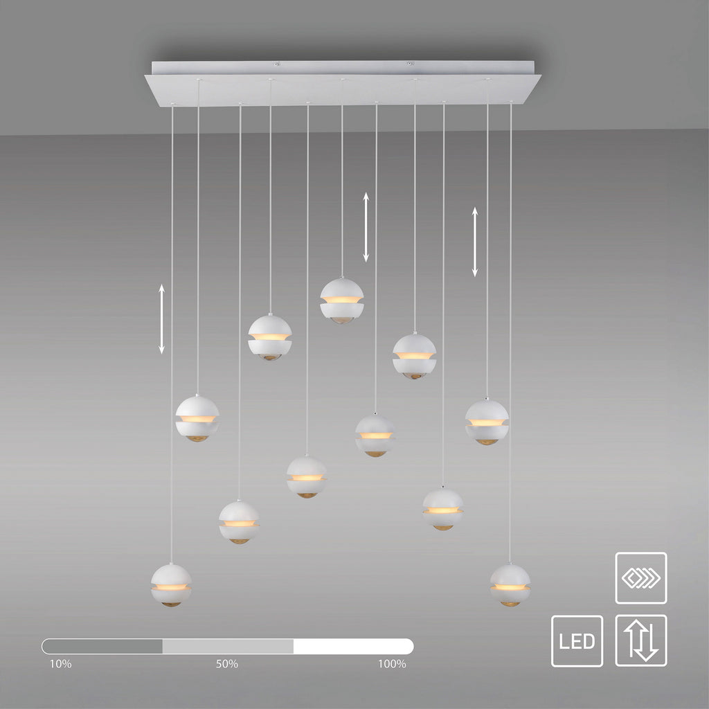 LED pendellampe Lini 11-lys dimbar hvit 114 cm helhetsbilde