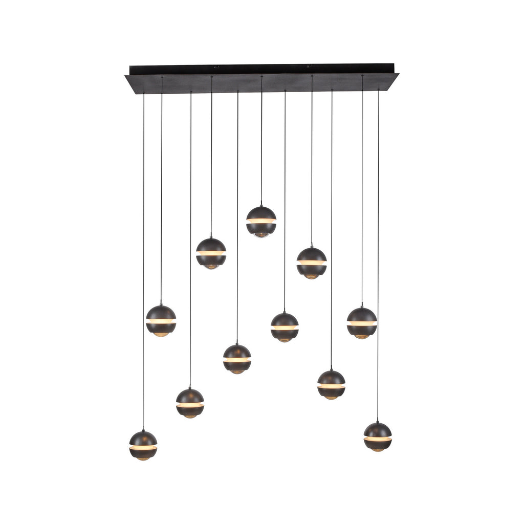 LED pendellampe Lini 11-lys dimbar svart 114 cm montert i rom