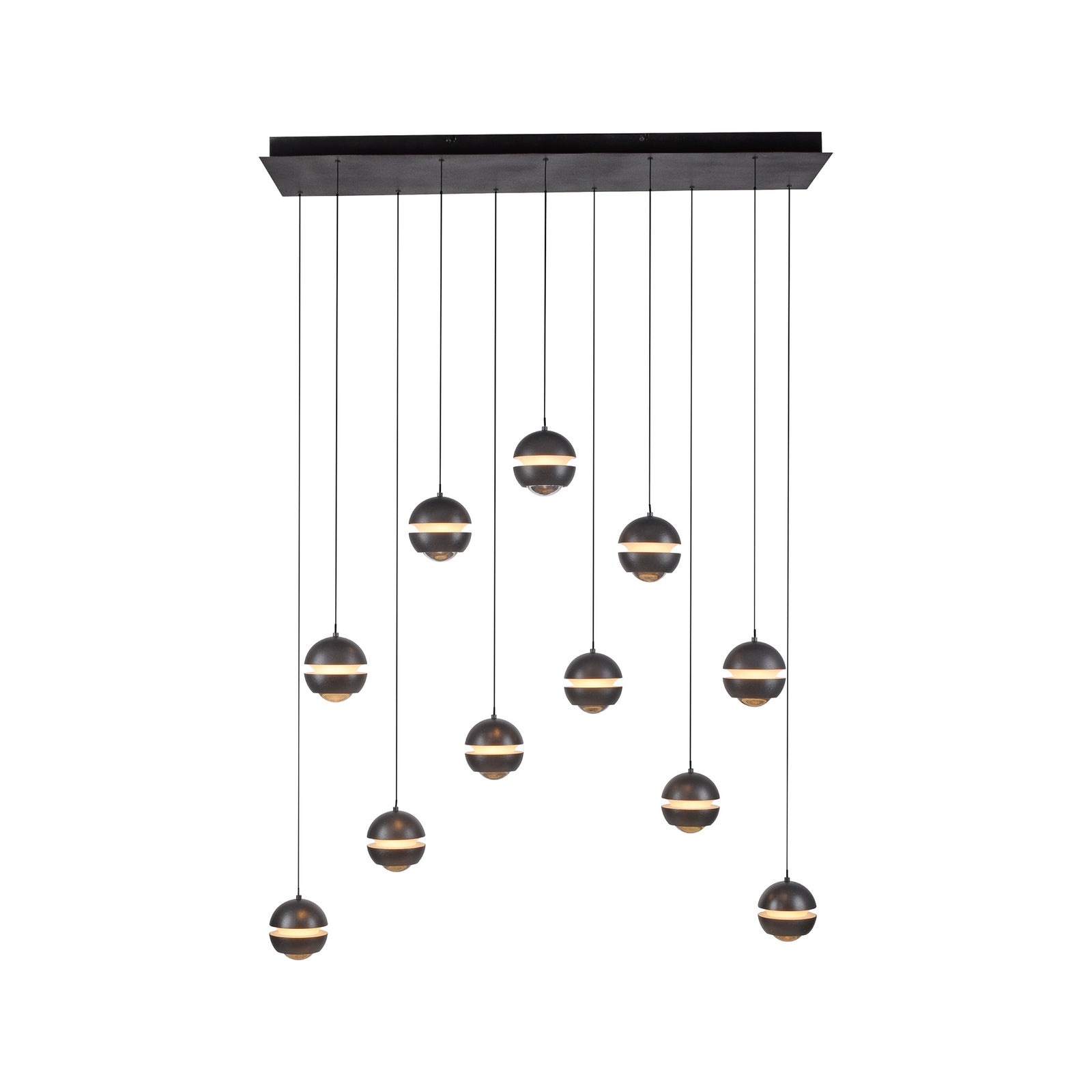 LED pendellampe Lini 11-lys dimbar svart 114 cm montert i rom