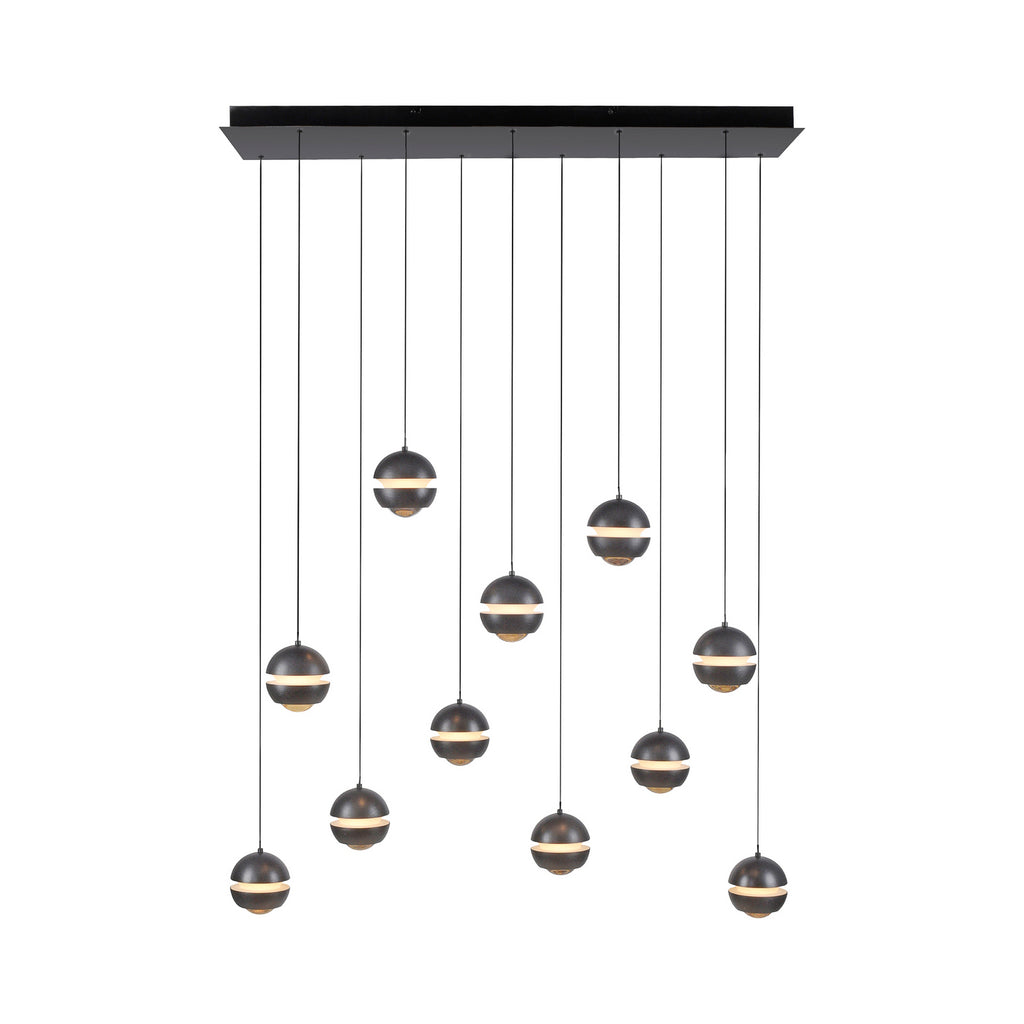 LED pendellampe Lini 11-lys dimbar svart 114 cm nærbilde av lys
