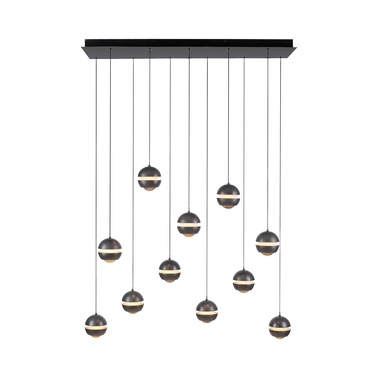 LED pendellampe Lini 11-lys dimbar svart 114 cm nærbilde av lys