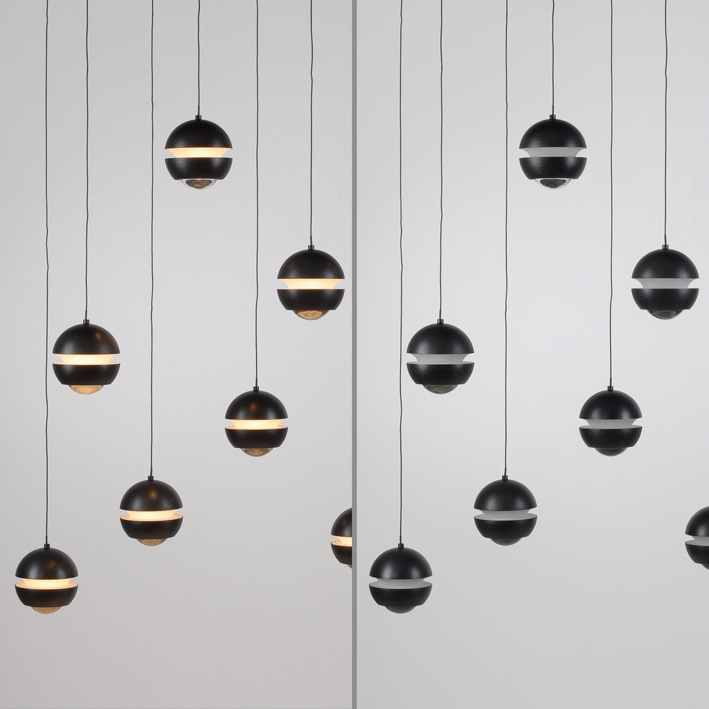 LED pendellampe Lini 11-lys dimbar svart 114 cm sideprofil