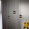 LED pendellampe Lini 3-lys kuleform svart 60 cm forfra