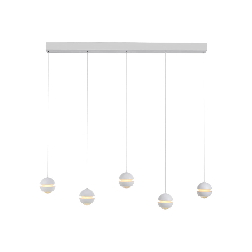 LED pendellampe Lini 5-lys hvit dimbar 110 cm nærbilde av lyskilde