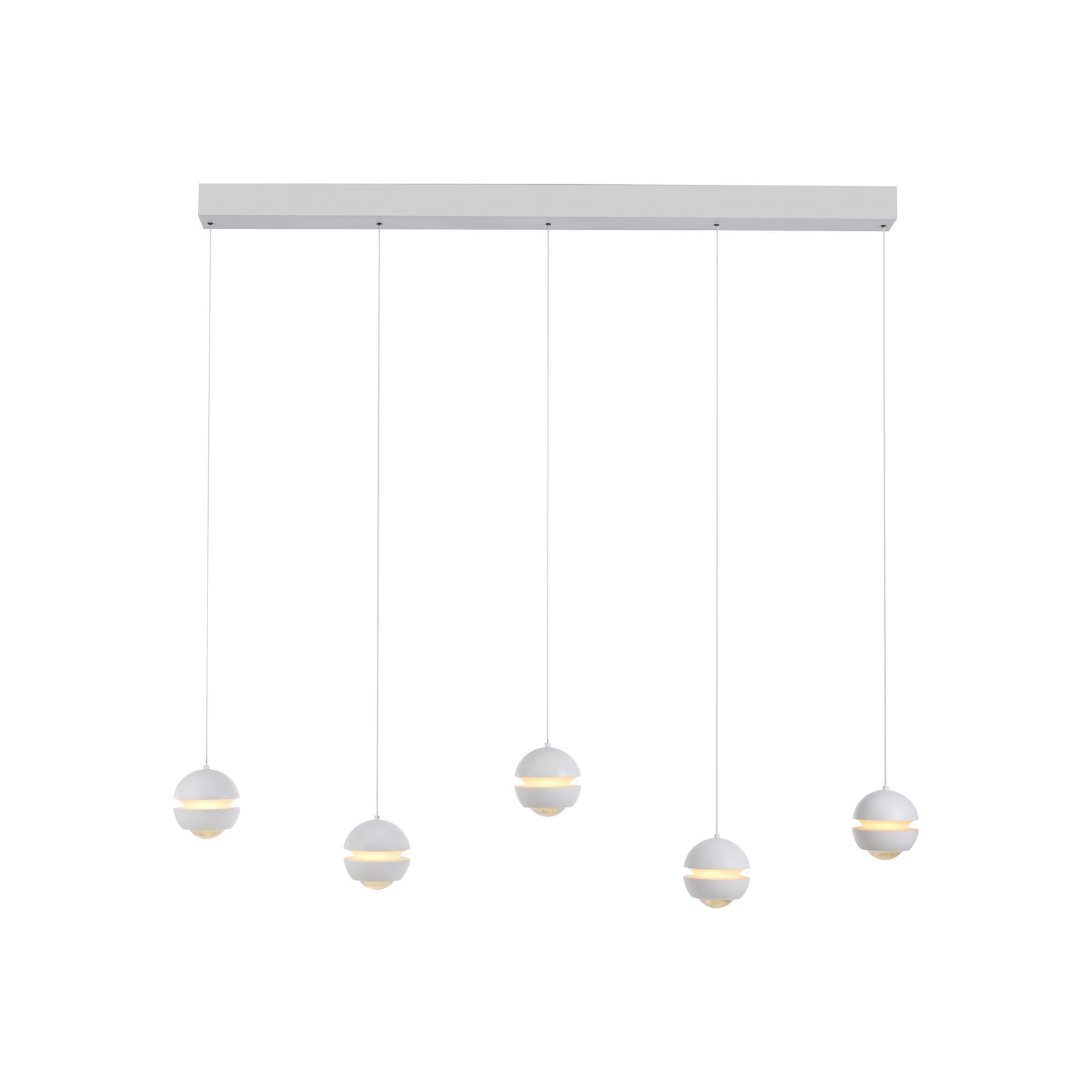 LED pendellampe Lini 5-lys hvit dimbar 110 cm nærbilde av lyskilde