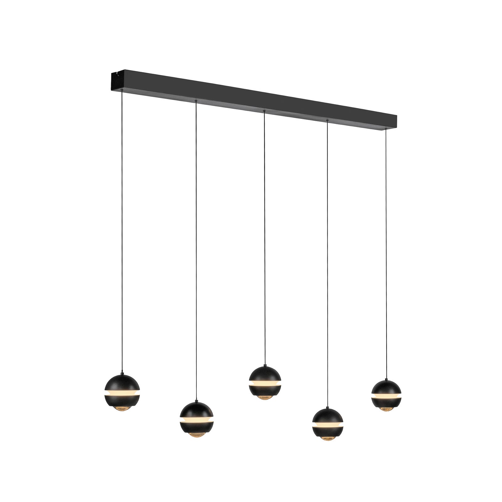 LED pendellampe Lini 5-lys svart 110 cm dimbar montert i rom