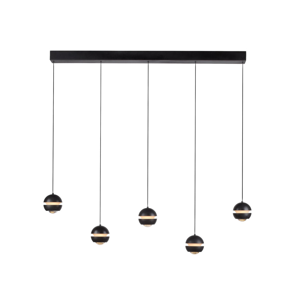 LED pendellampe Lini 5-lys svart 110 cm dimbar nærbilde av justerbar høyde