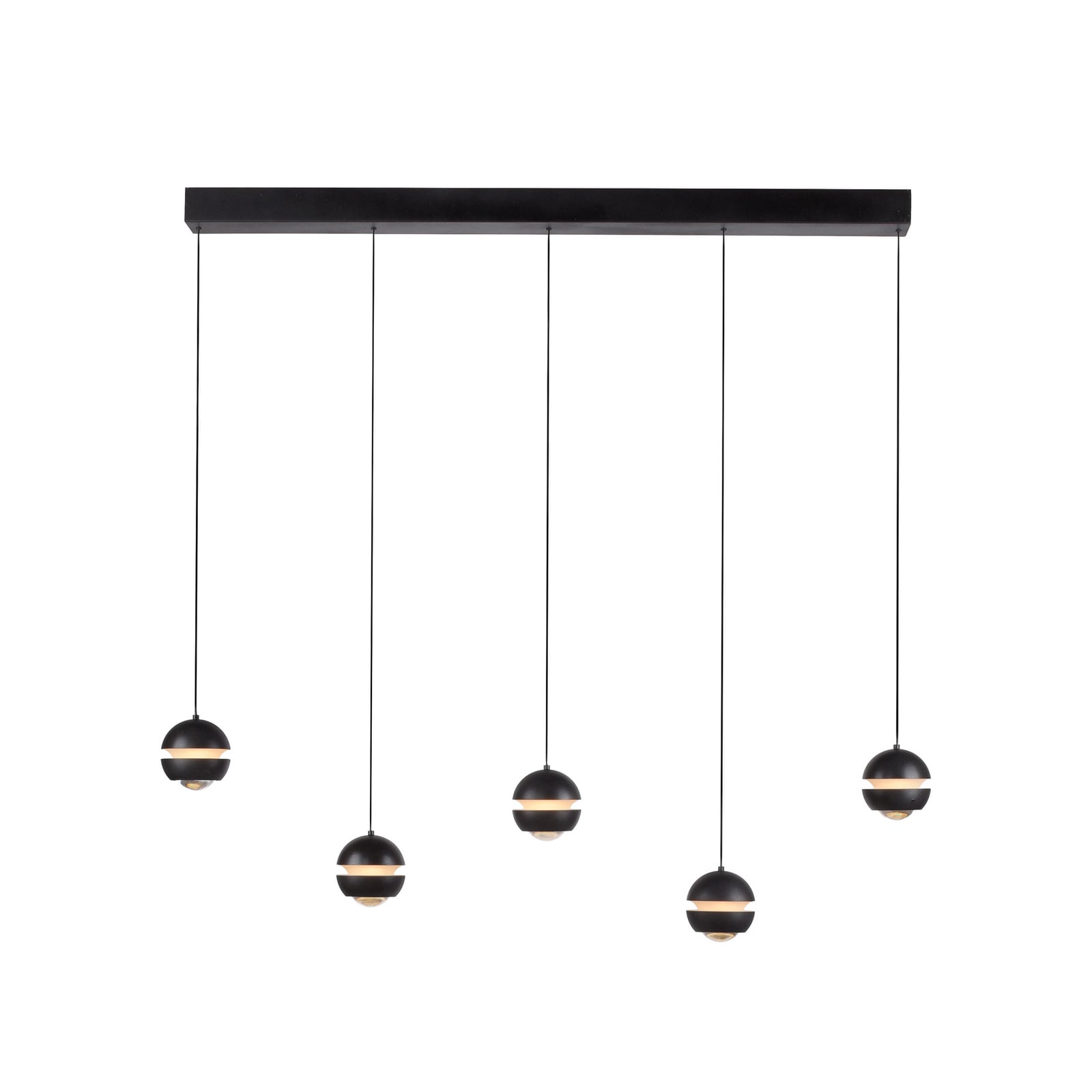 LED pendellampe Lini 5-lys svart 110 cm dimbar nærbilde av justerbar høyde