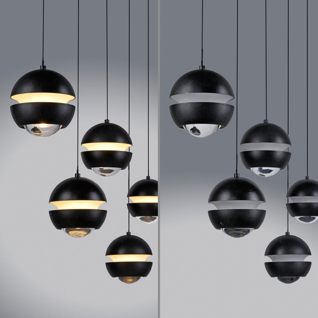 LED pendellampe Lini 5-lys svart 110 cm dimbar sideprofil