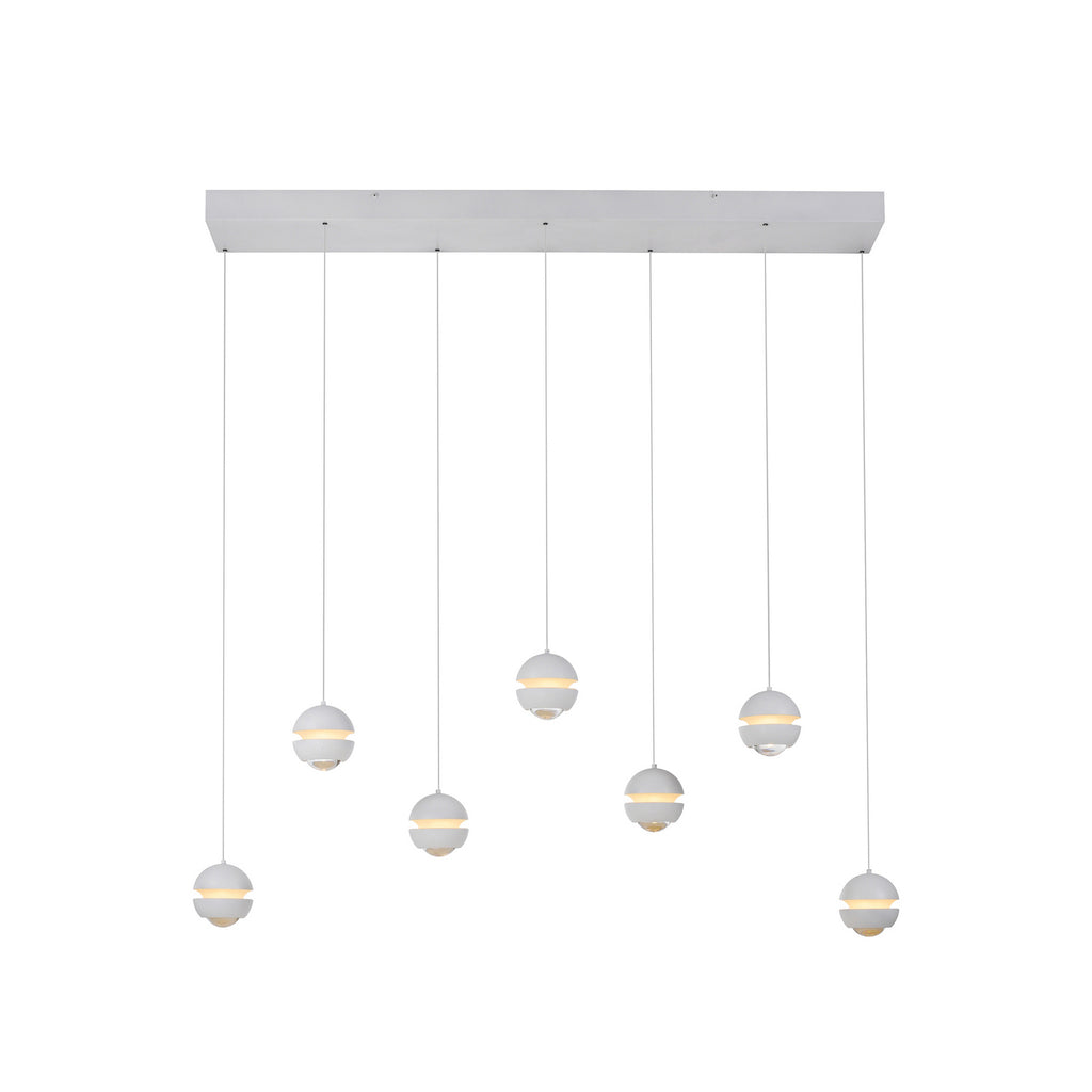 LED pendellampe Lini 7-lys hvit dimbar 90 cm montert i rom