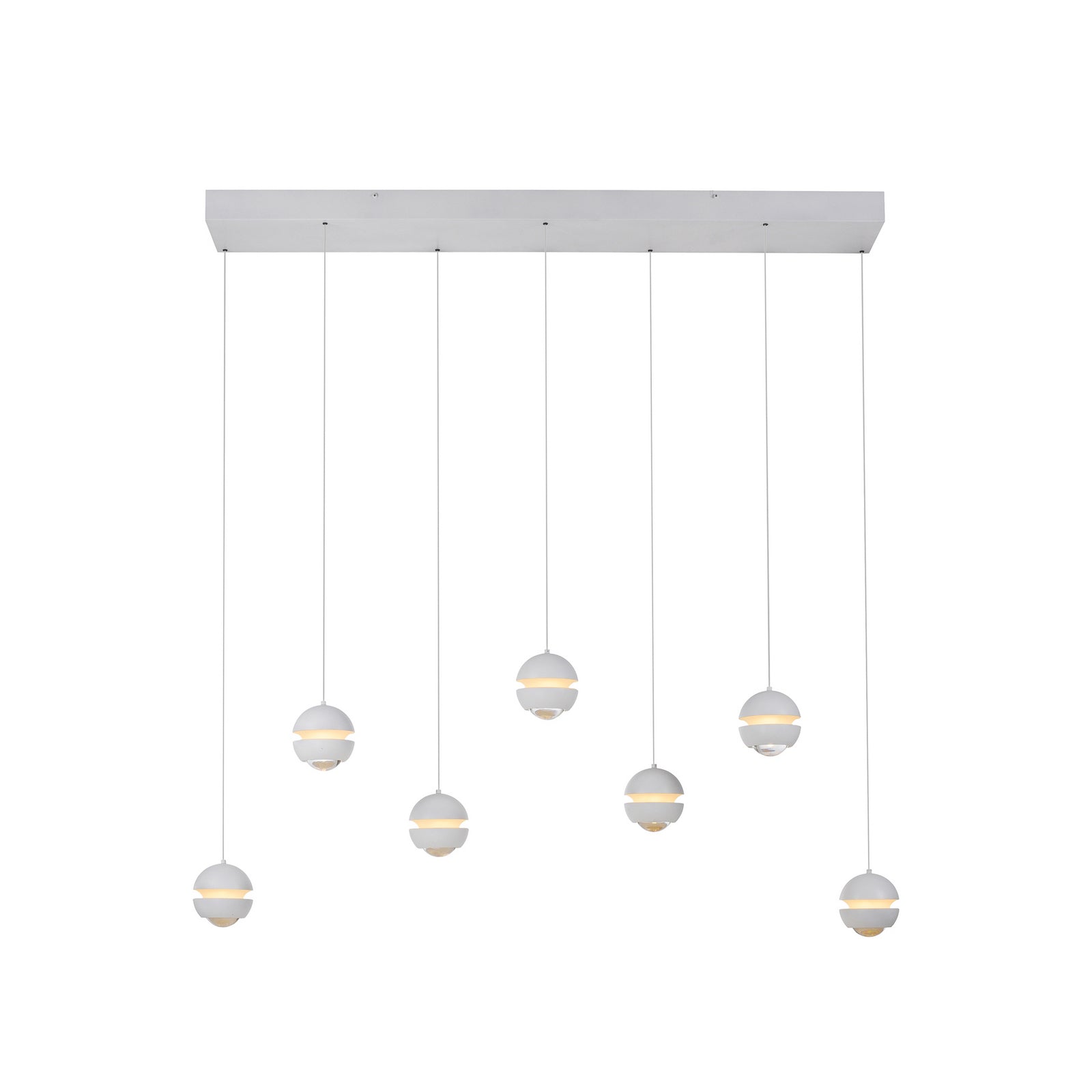 LED pendellampe Lini 7-lys hvit dimbar 90 cm montert i rom
