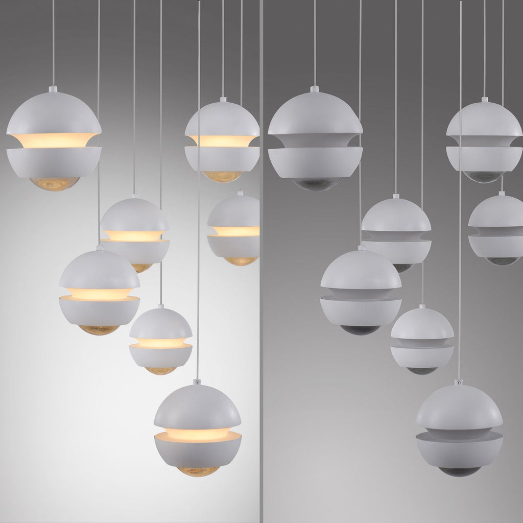 LED pendellampe Lini 7-lys hvit dimbar 90 cm nærbilde av oppheng