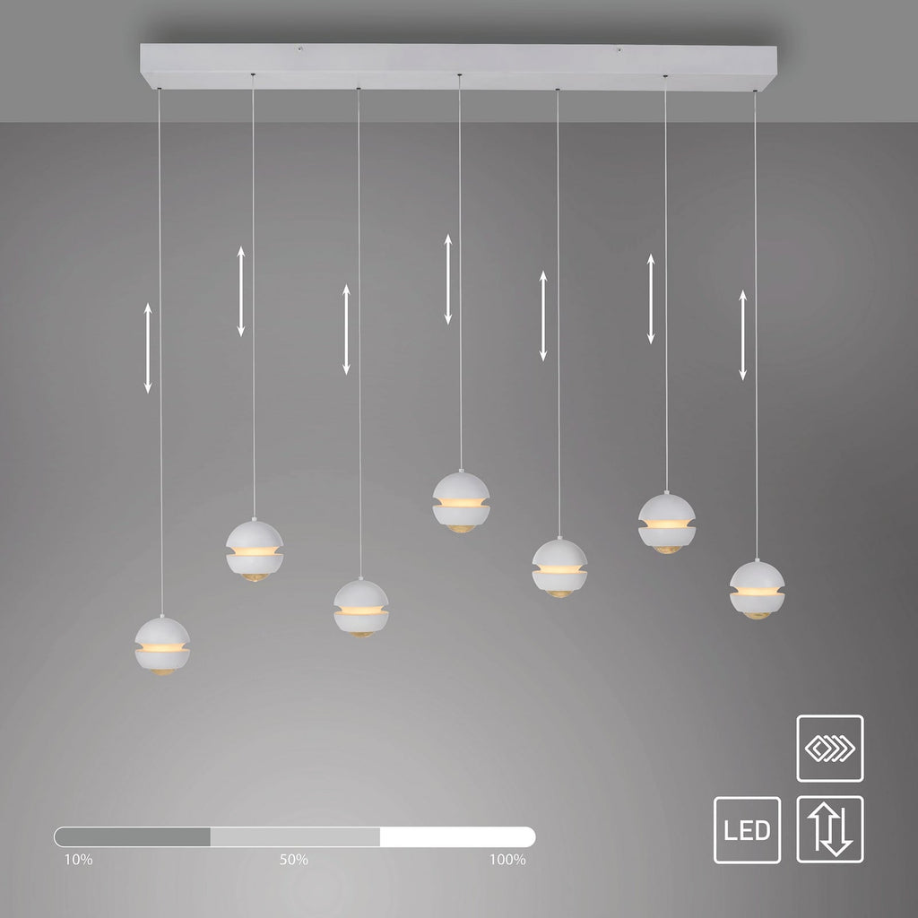 LED pendellampe Lini 7-lys hvit dimbar 90 cm justerbar høyde