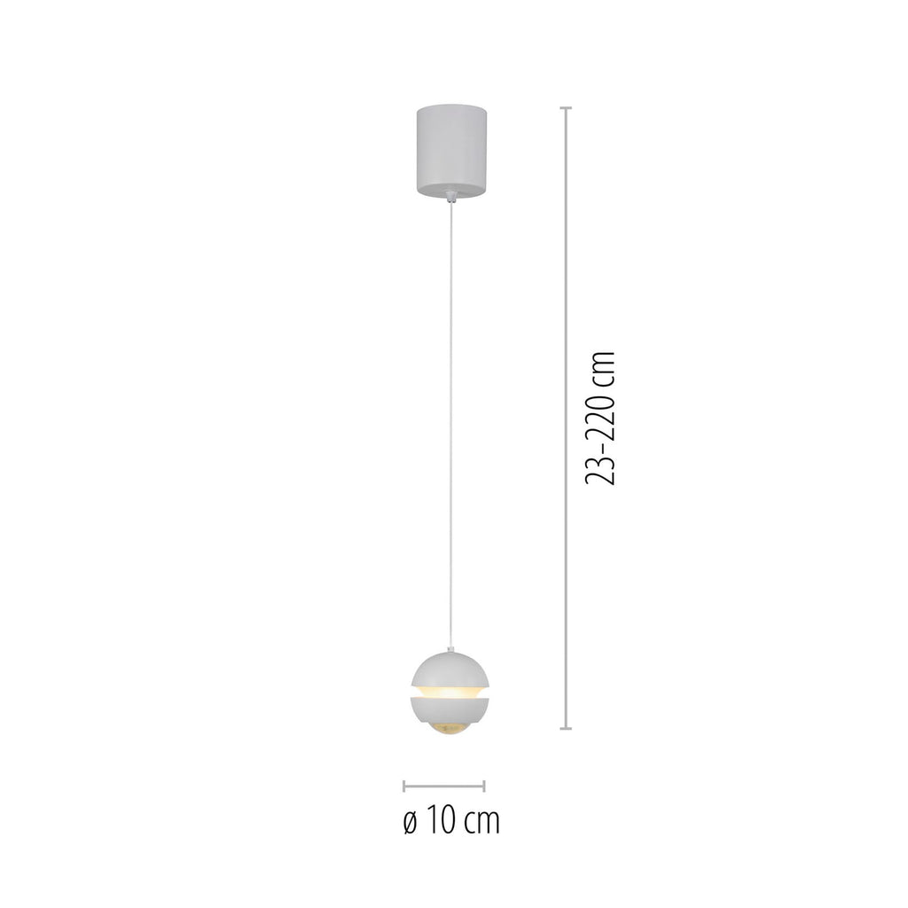 LED pendellampe Lini kuleformet hvit Ø10 cm 3000K detalj