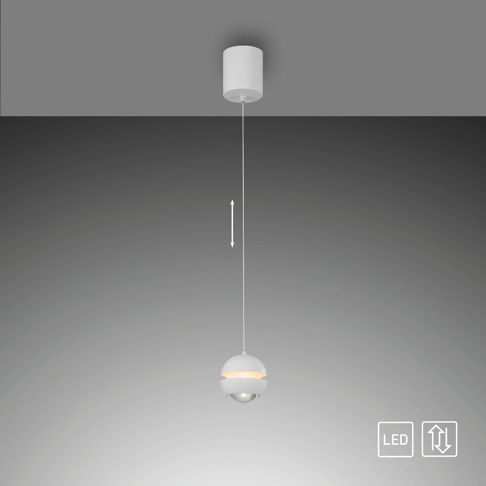 LED pendellampe Lini kuleformet hvit Ø10 cm 3000K sideprofil