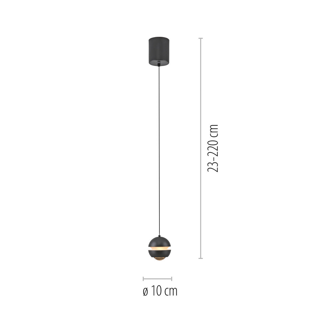 Detalj av LED pendellampe Lini kuleformet svart Ø10 cm 3000K