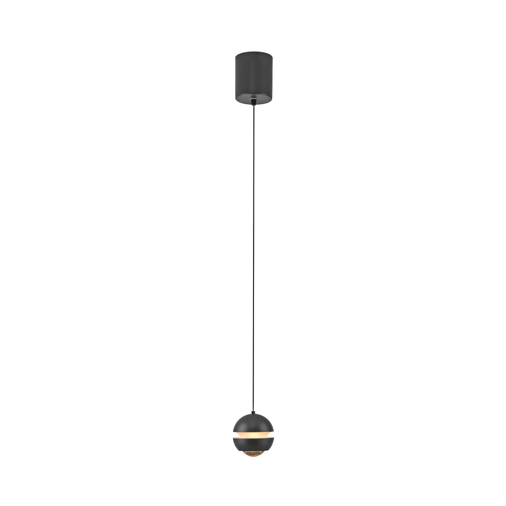 Nærbilde av LED pendellampe Lini kuleformet svart Ø10 cm 3000K