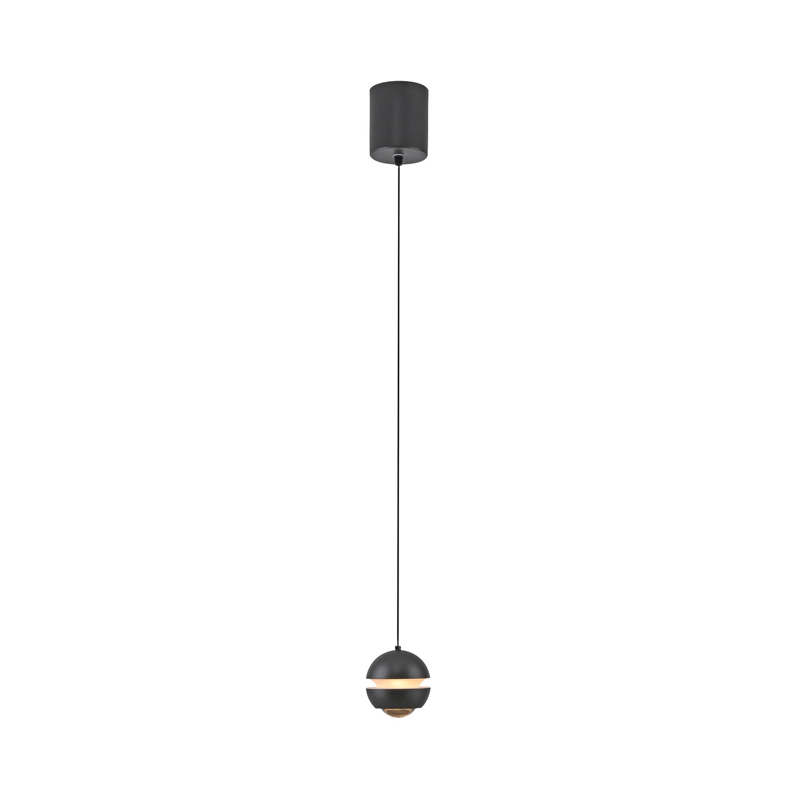 Nærbilde av LED pendellampe Lini kuleformet svart Ø10 cm 3000K