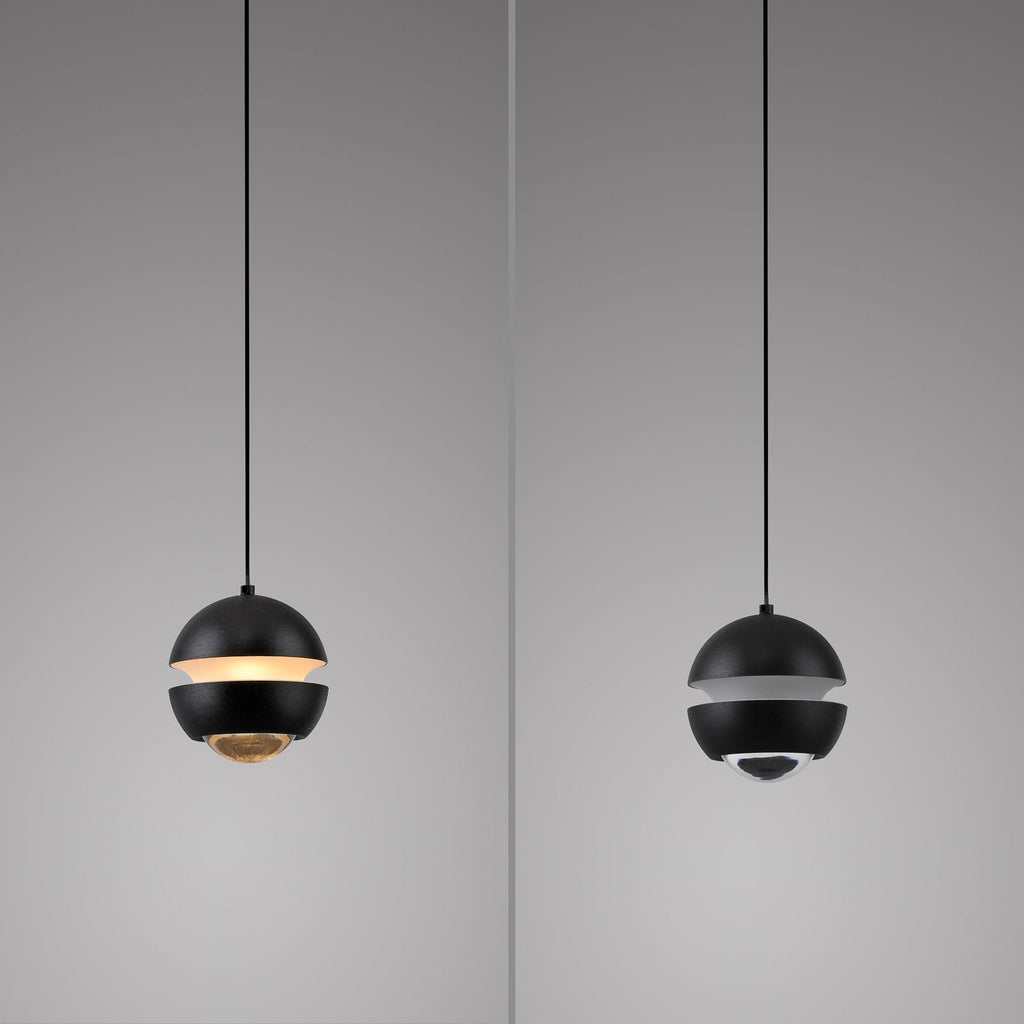 LED pendellampe Lini kuleformet svart Ø10 cm 3000K fra siden