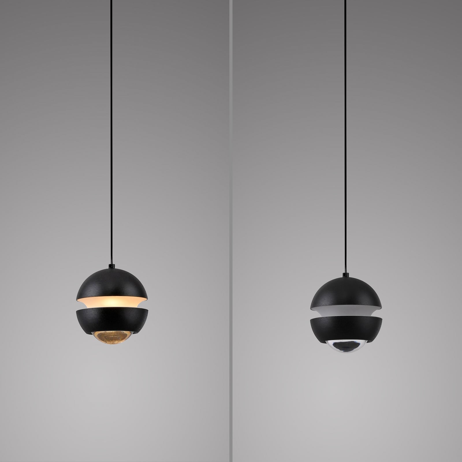 LED pendellampe Lini kuleformet svart Ø10 cm 3000K fra siden