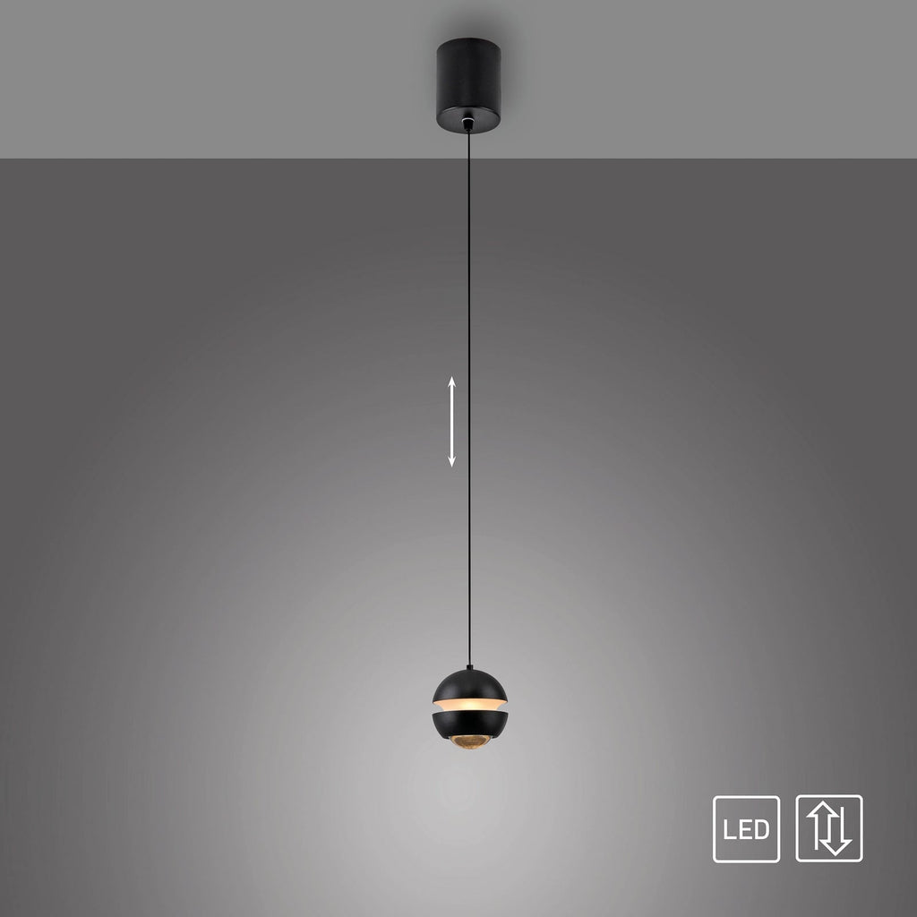 LED pendellampe Lini kuleformet svart Ø10 cm 3000K detalj av oppheng