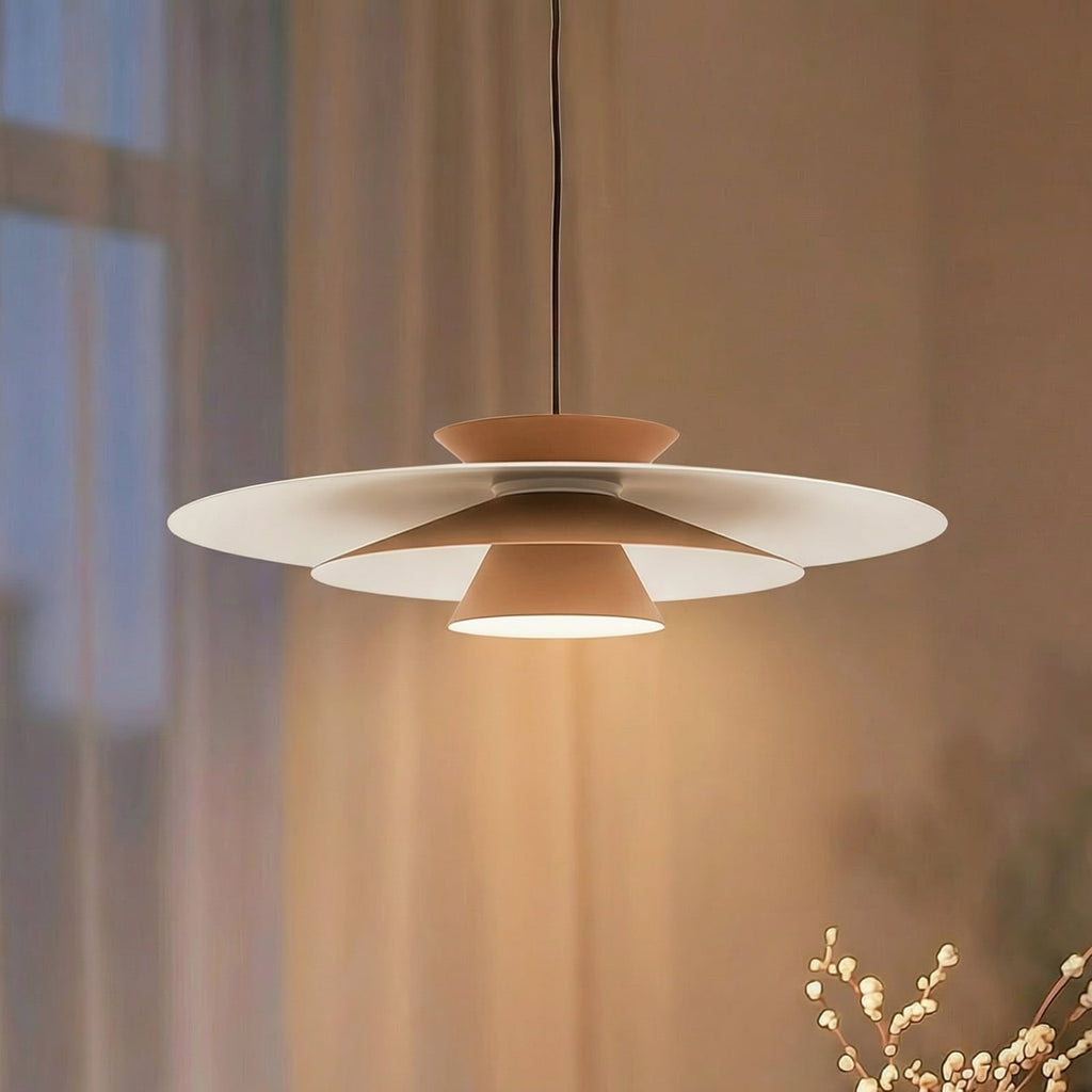 LED pendellampe Livie dimbar beige aluminium foran