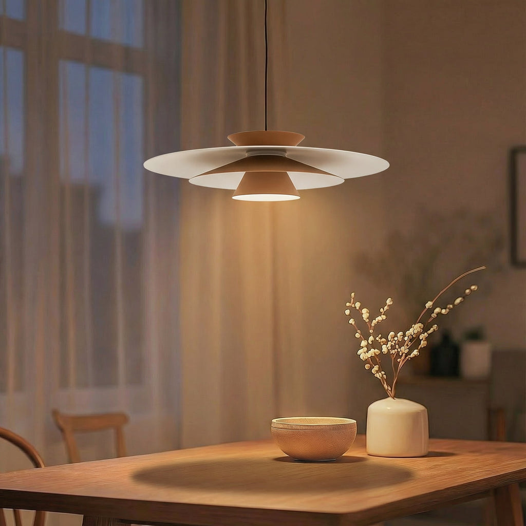 LED pendellampe Livie dimbar beige aluminium bakside