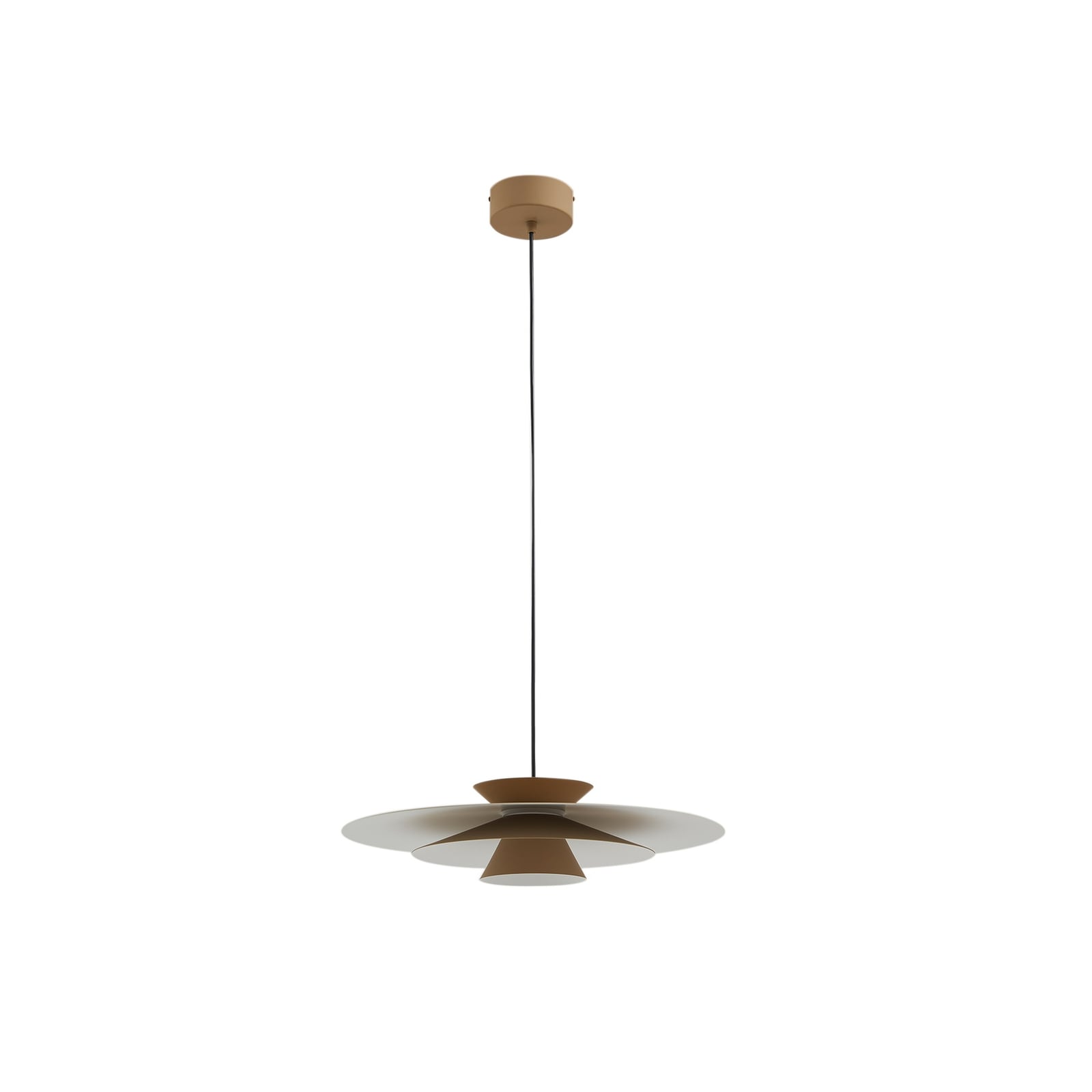LED pendellampe Livie dimbar beige aluminium montert i rom
