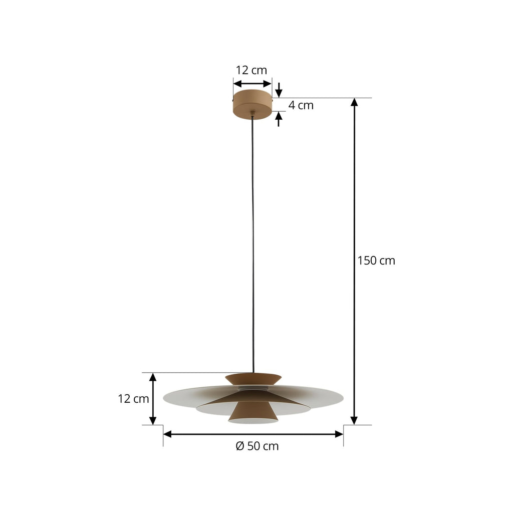 LED pendellampe Livie dimbar beige aluminium nærbilde av skjerm