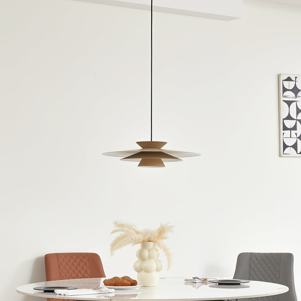 LED pendellampe Livie dimbar beige aluminium lysbilde detalj