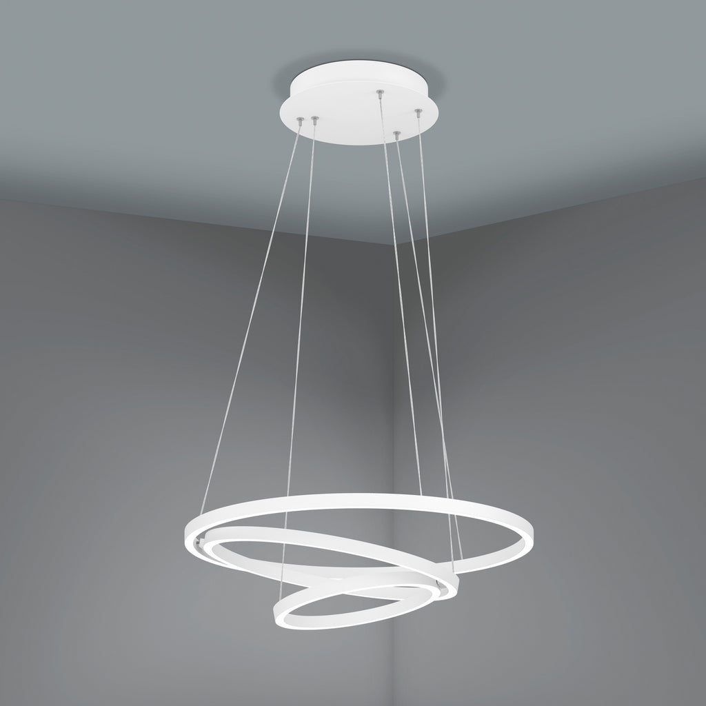 LED pendellampe Lobinero-Z 3-ringer hvit dimbar Ø58 cm med app-styring