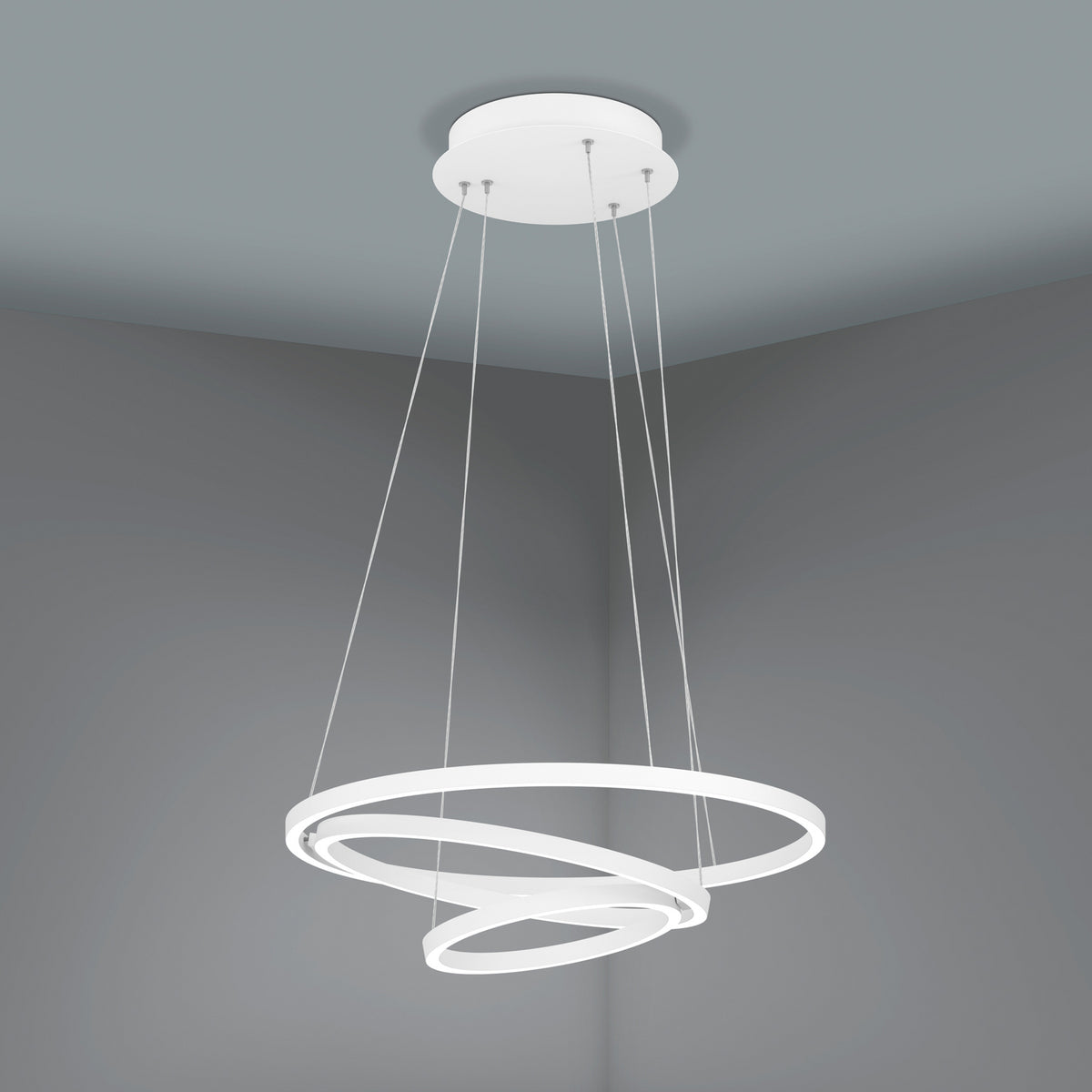 LED pendellampe Lobinero-Z 3-ringer hvit dimbar Ø58 cm med app-styring