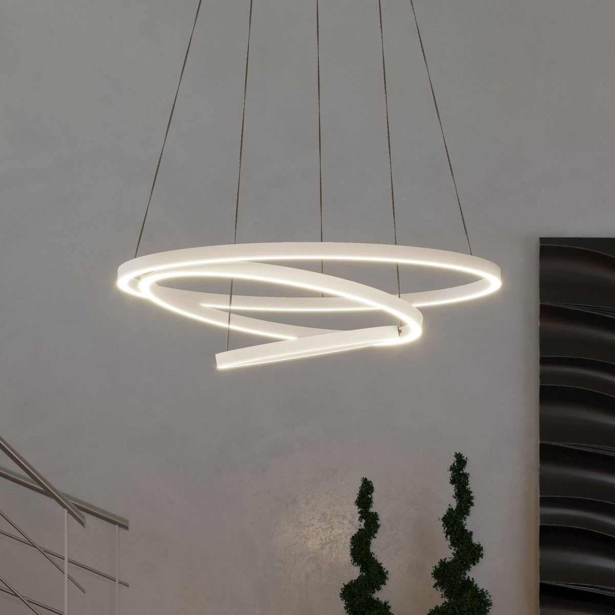 LED pendellampe Lobinero-Z 3-ringer hvit dimbar Ø58 cm forfra