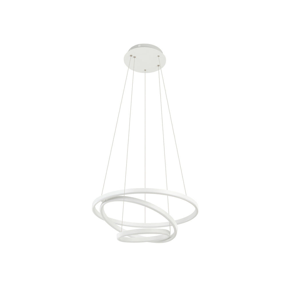 Nærbilde av justerbare ringer på LED pendellampe Lobinero-Z 3-ringer hvit dimbar Ø58 cm