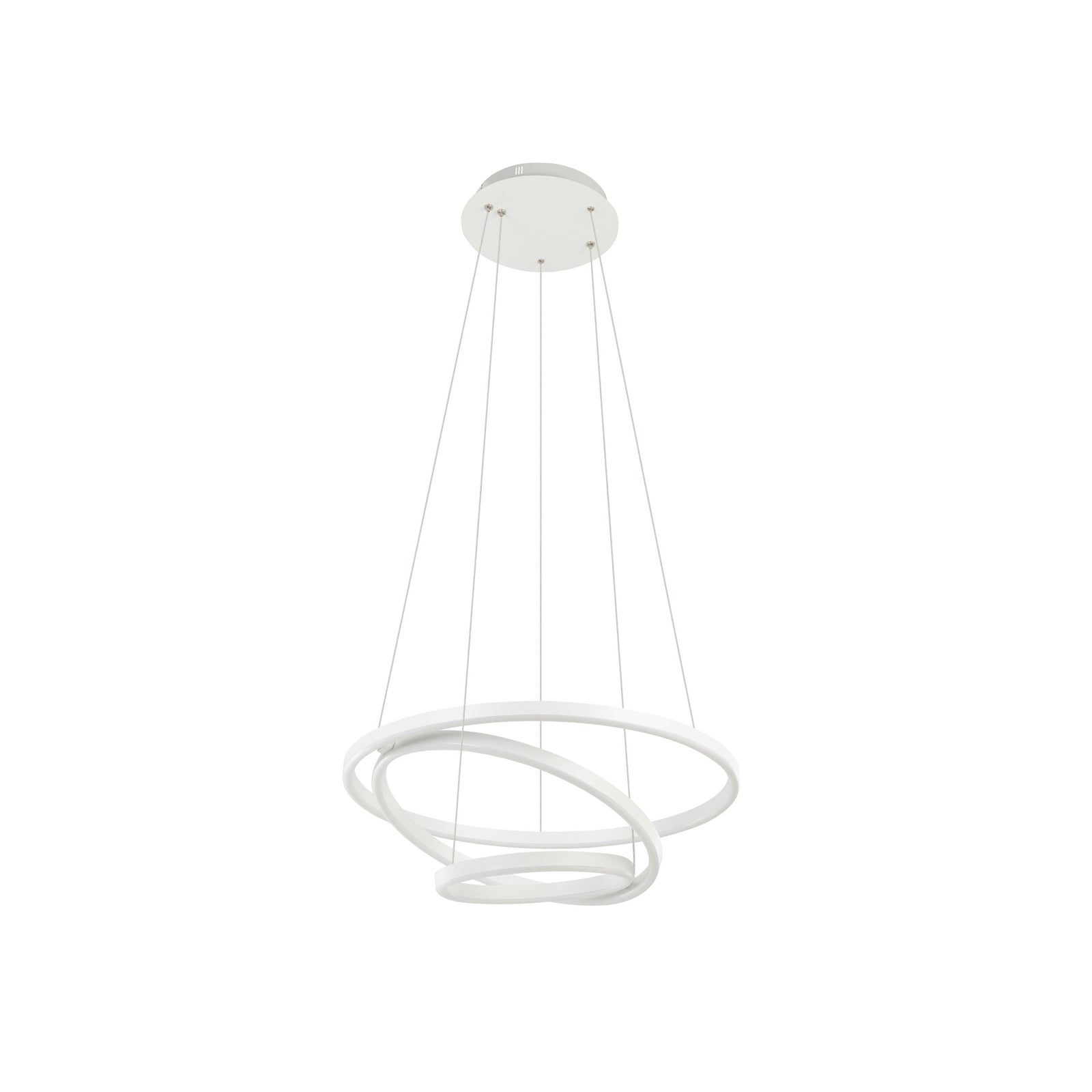 Nærbilde av justerbare ringer på LED pendellampe Lobinero-Z 3-ringer hvit dimbar Ø58 cm