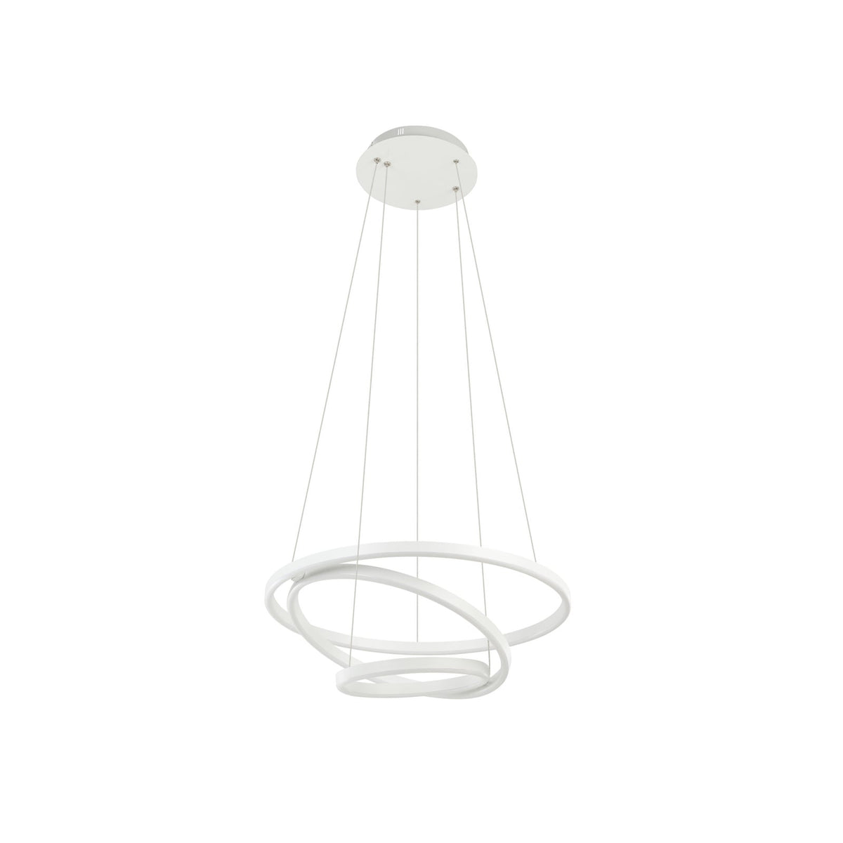 Nærbilde av justerbare ringer på LED pendellampe Lobinero-Z 3-ringer hvit dimbar Ø58 cm