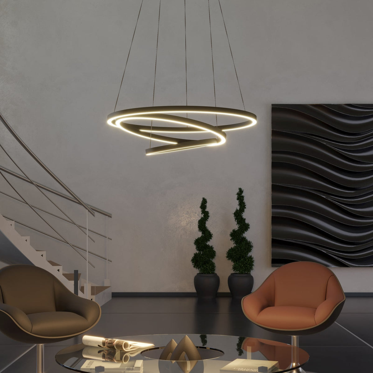 LED pendellampe Lobinero-Z 3-rings dimbar CCT Ø58 cm Zigbee bakside
