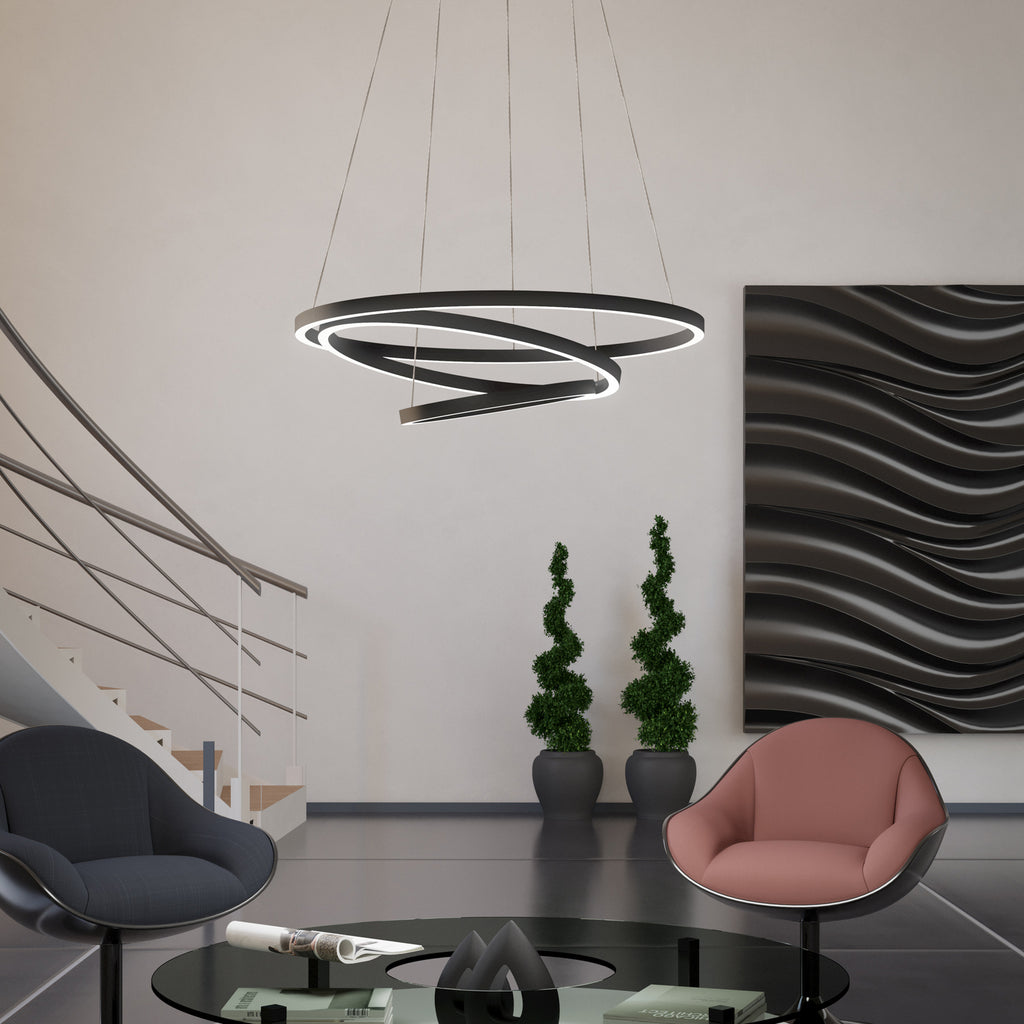 Montert LED pendellampe Lobinero-Z 3-rings dimbar CCT Ø58 cm Zigbee i rom