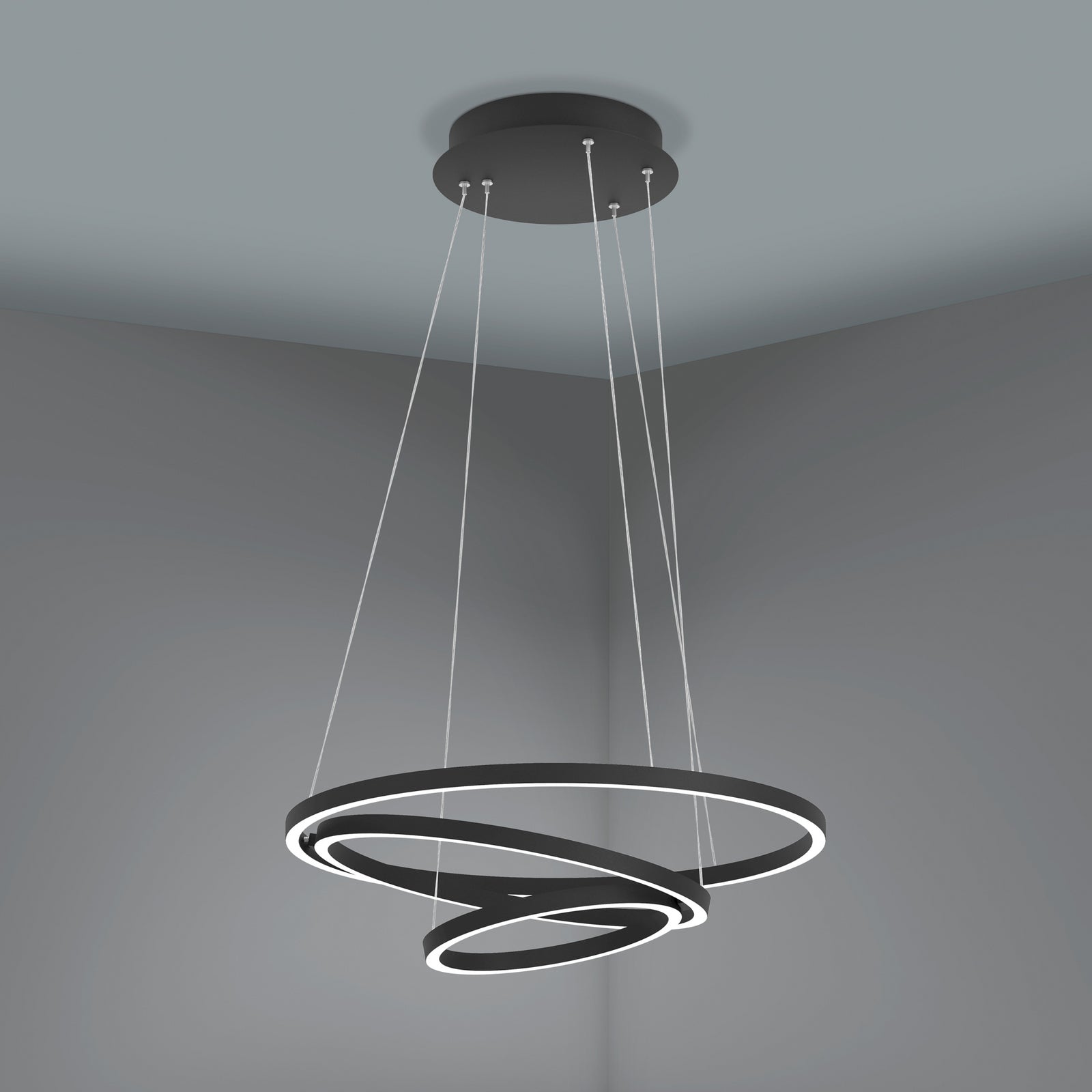 LED pendellampe Lobinero-Z 3-rings dimbar CCT Ø58 cm Zigbee oppheng
