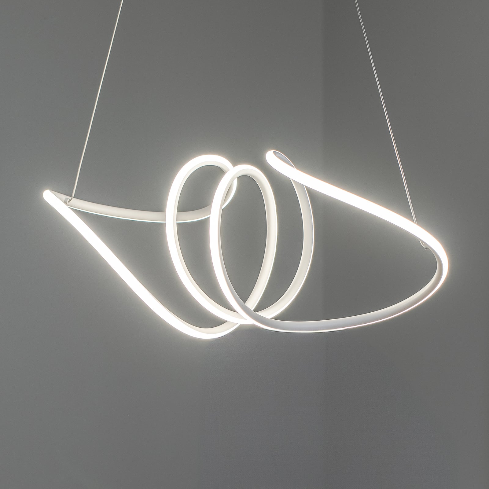 LED pendellampe Loca hvit plast 56W 70 cm nøytralhvit forfra
