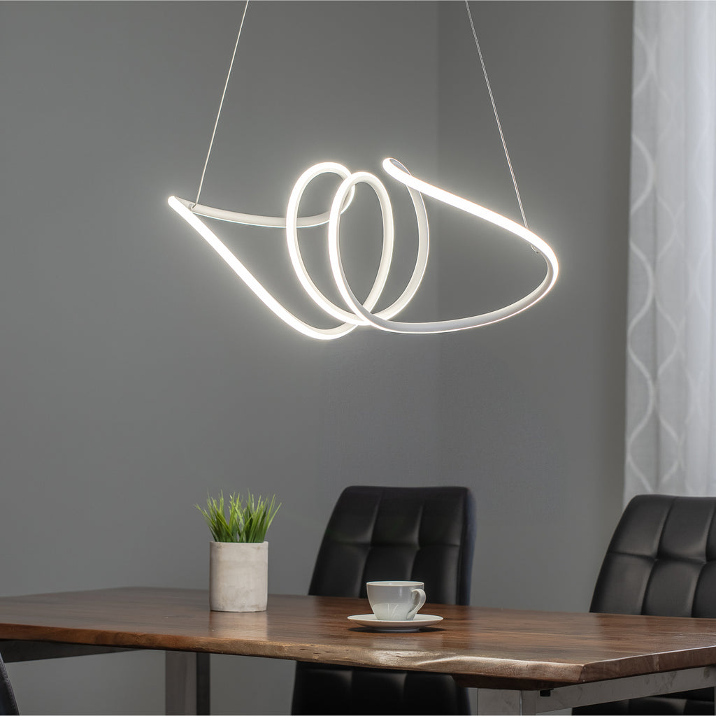 LED pendellampe Loca hvit plast 56W 70 cm nøytralhvit bakside