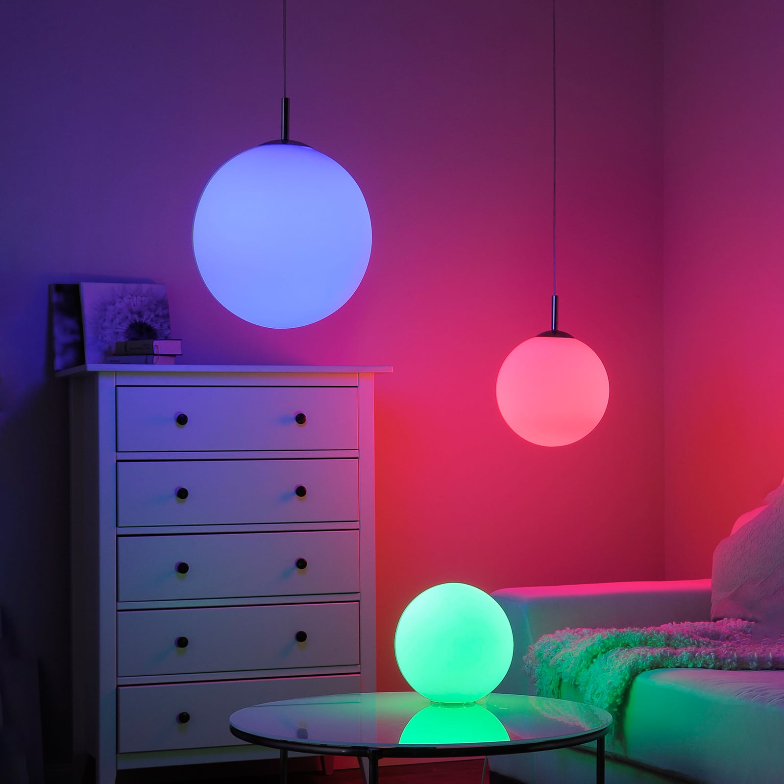 LED pendellampe LOLAsmart Bolo kule glass RGB CCT bakside