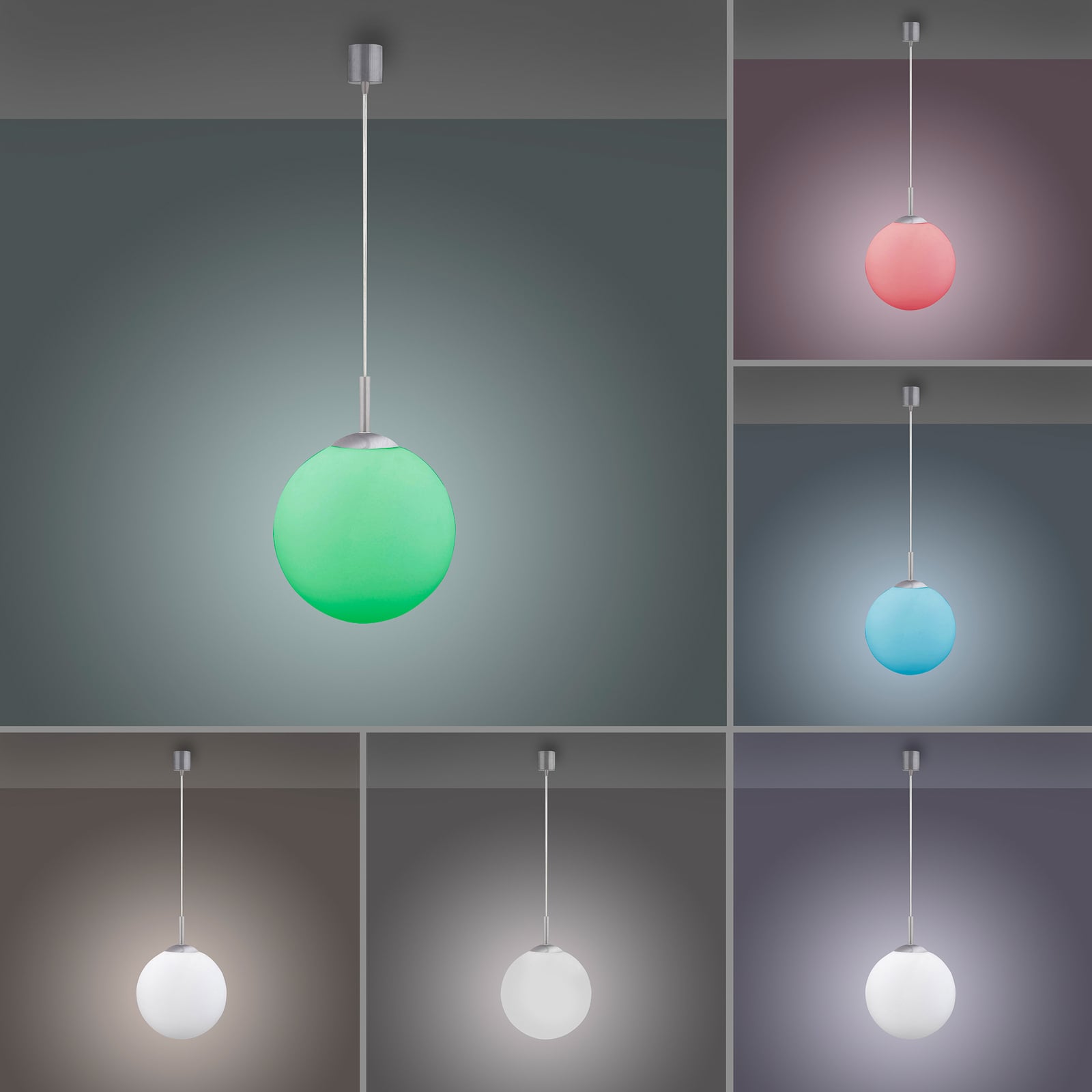 LED pendellampe LOLAsmart Bolo kule glass RGB CCT app-styring skjermbilde
