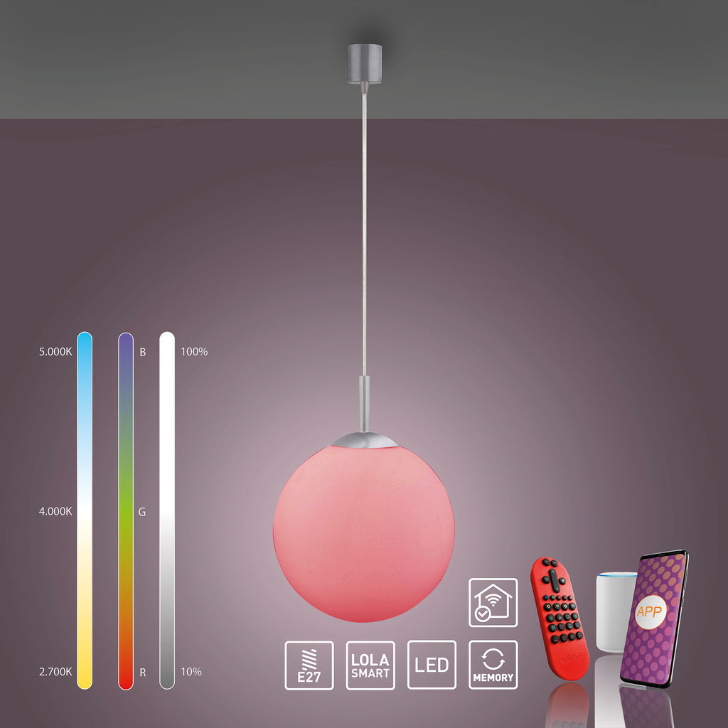 LED pendellampe LOLAsmart Bolo kule glass RGB CCT emballasje