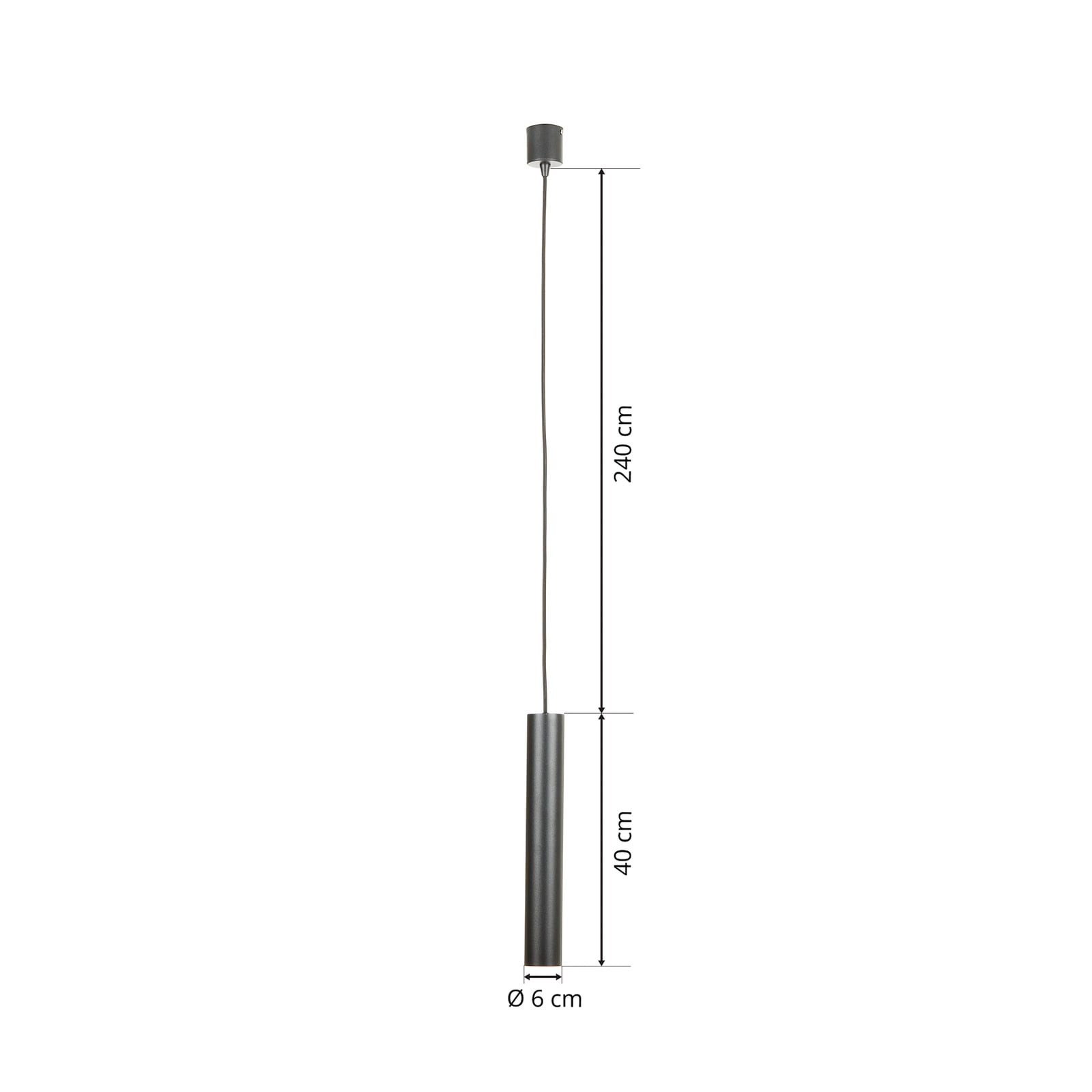 LED pendellampe Look sylinder svart Ø6 cm GU10 7W - Ideallux