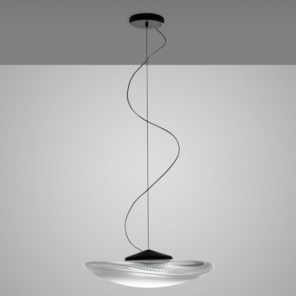 LED pendellampe Loop glass dimbar Ø45 cm 3000K fra Fabbian montert i rom
